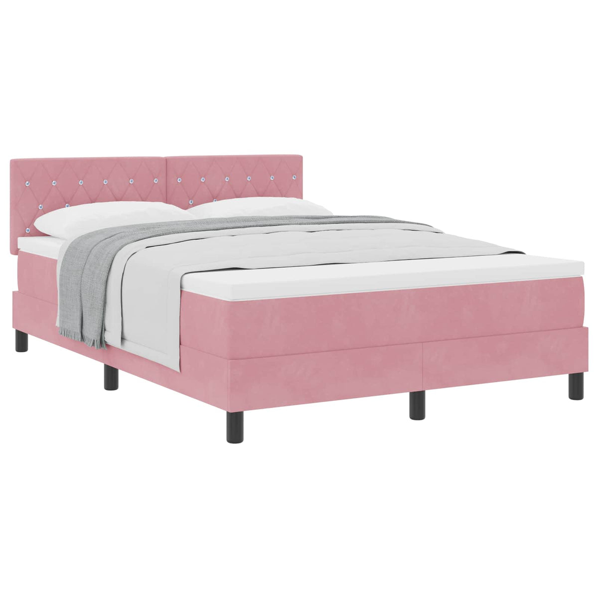 Boxspringbett mit Matratze mit Kopfteil Rosa 140 x 190 cm Samt
