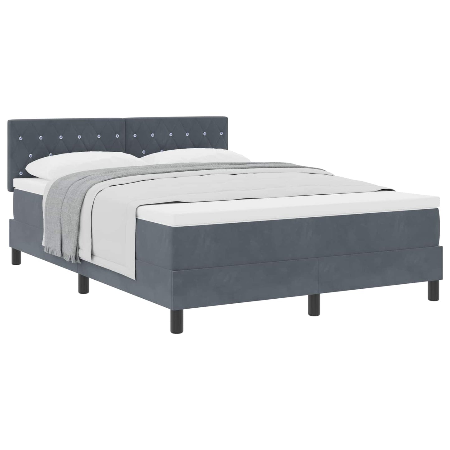 Boxspringbett mit Matratze Dunkelgrau 140 x 200 cm Samt