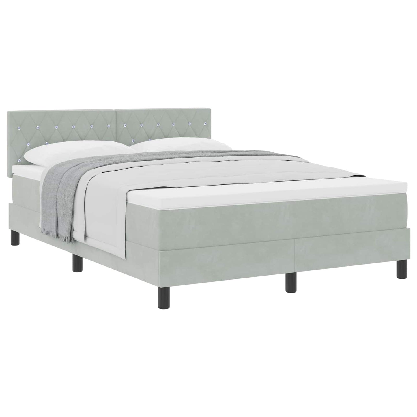 Boxspringbett mit Matratze Hellgrau 160 x 200 cm Samt