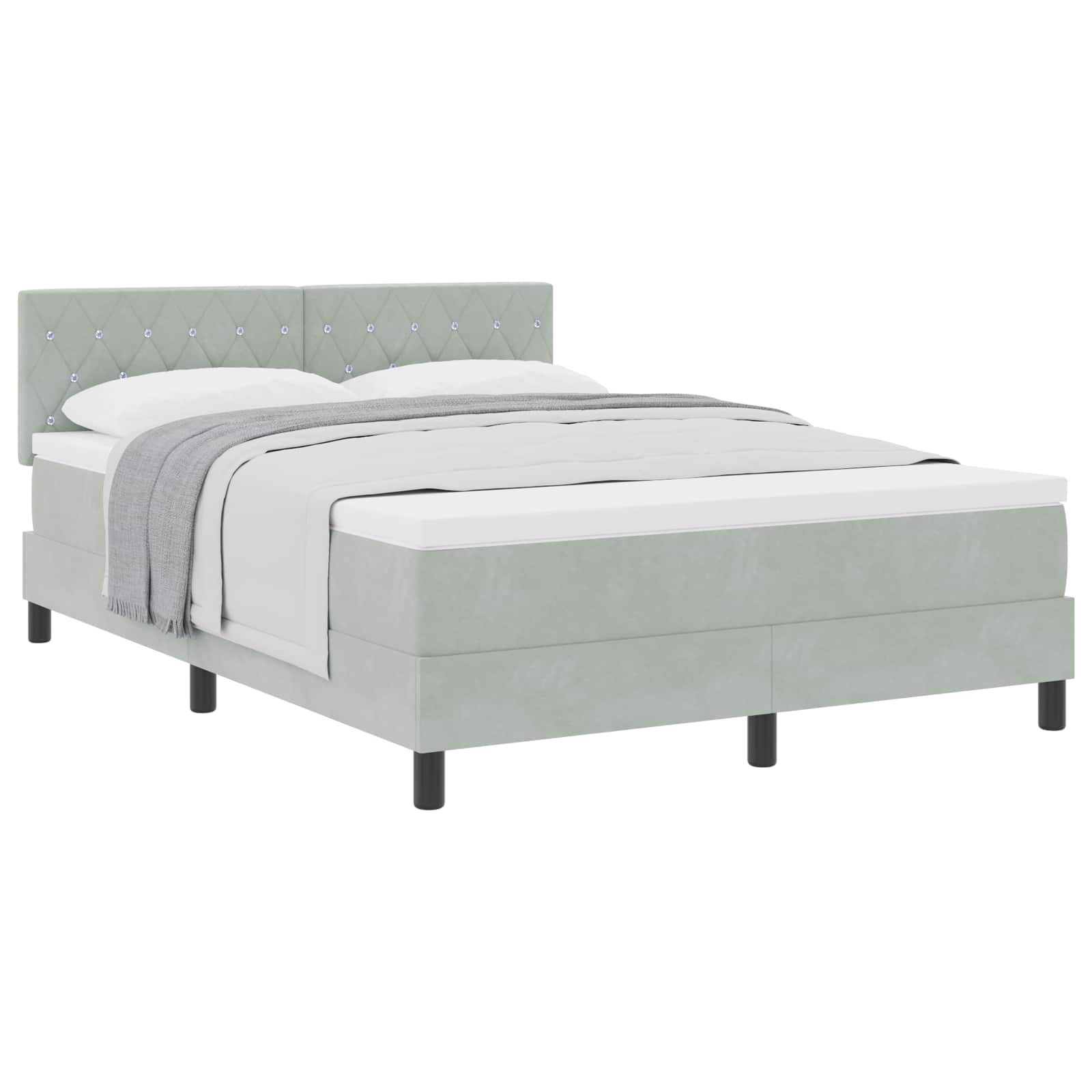 Boxspringbett mit Matratze Hellgrau 160 x 200 cm Samt