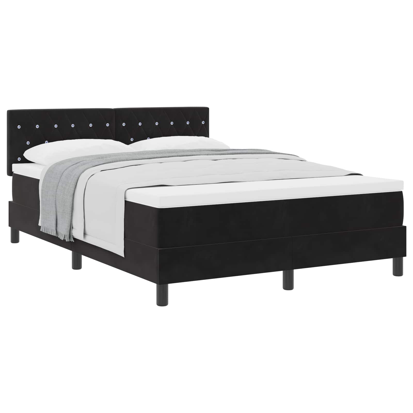 Boxspringbett mit Matratze Schwarz 160 x 200 cm Samt