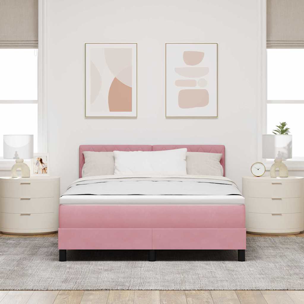Boxspringbett mit Matratze mit Kopfteil Rosa 160 x 200 cm Samt
