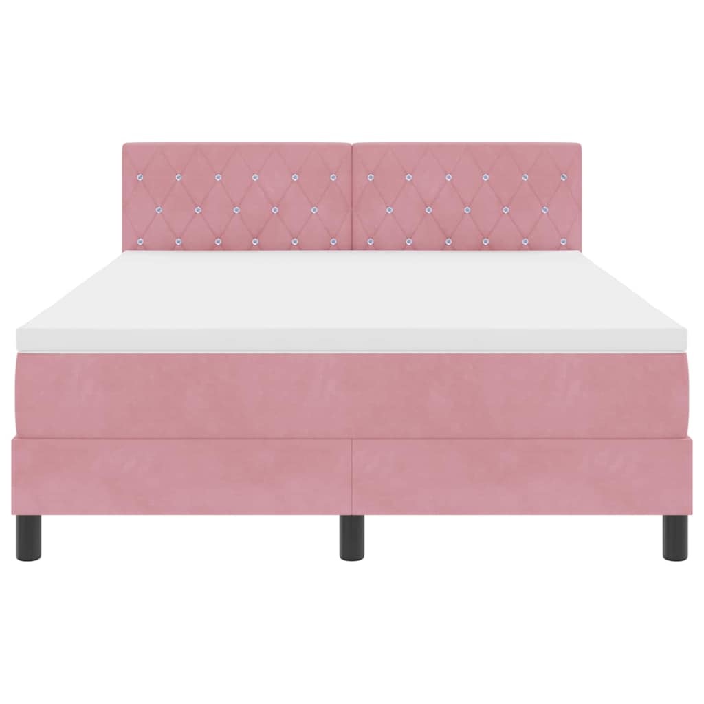 Boxspringbett mit Matratze mit Kopfteil Rosa 160 x 200 cm Samt