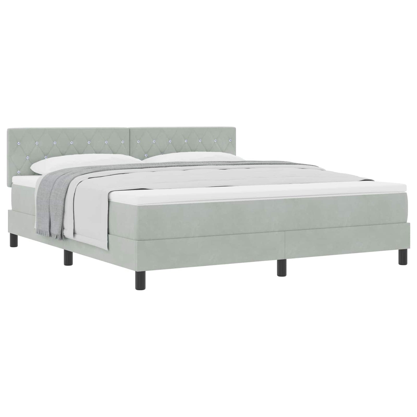 Boxspringbett mit Matratze Hellgrau 180 x 200 cm Samt