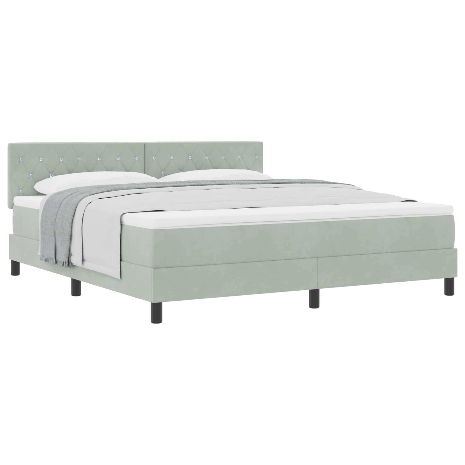 Boxspringbett mit Matratze Hellgrau 180 x 200 cm Samt