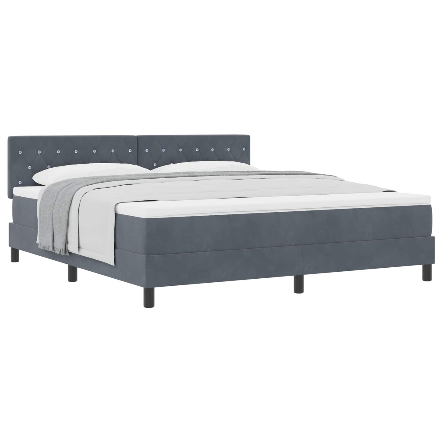 Boxspringbett mit Matratze Dunkelgrau 180 x 200 cm Samt