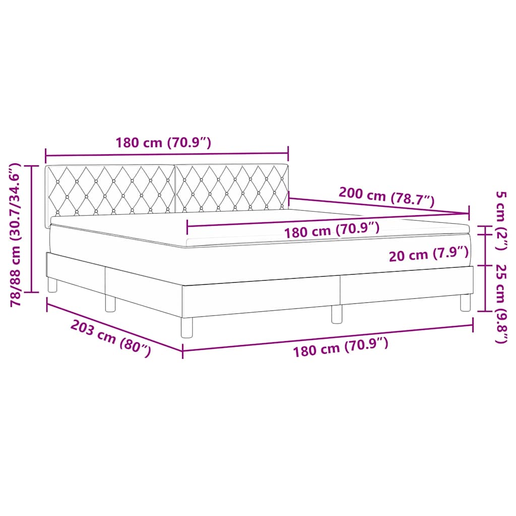 Boxspringbett mit Matratze Dunkelgrau 180 x 200 cm Samt