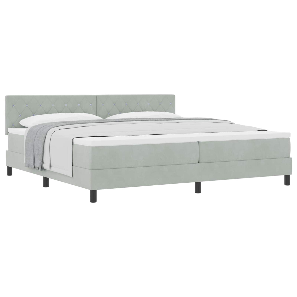 Boxspringbett mit Matratze Hellgrau 200 x 200 cm Samt