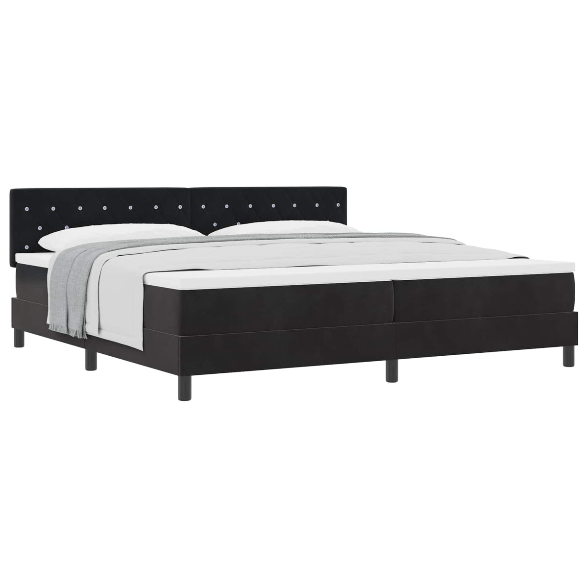 Boxspringbett mit Matratze Schwarz 200 x 200 cm Samt