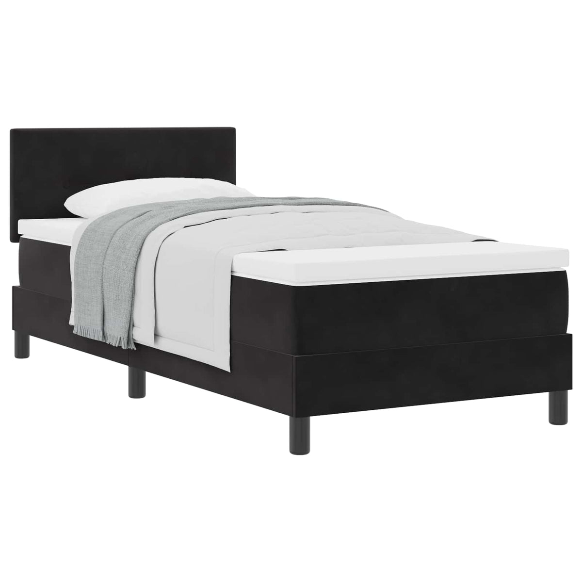 Boxspringbett mit Kopfteil Schwarz 80 x 200 cm Samt