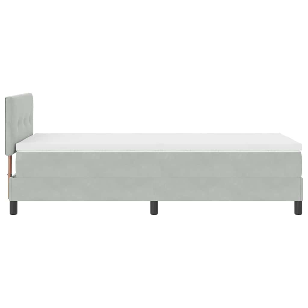 Boxspringbett mit Kopfteil Hellgrau 90 x 200 cm Samt