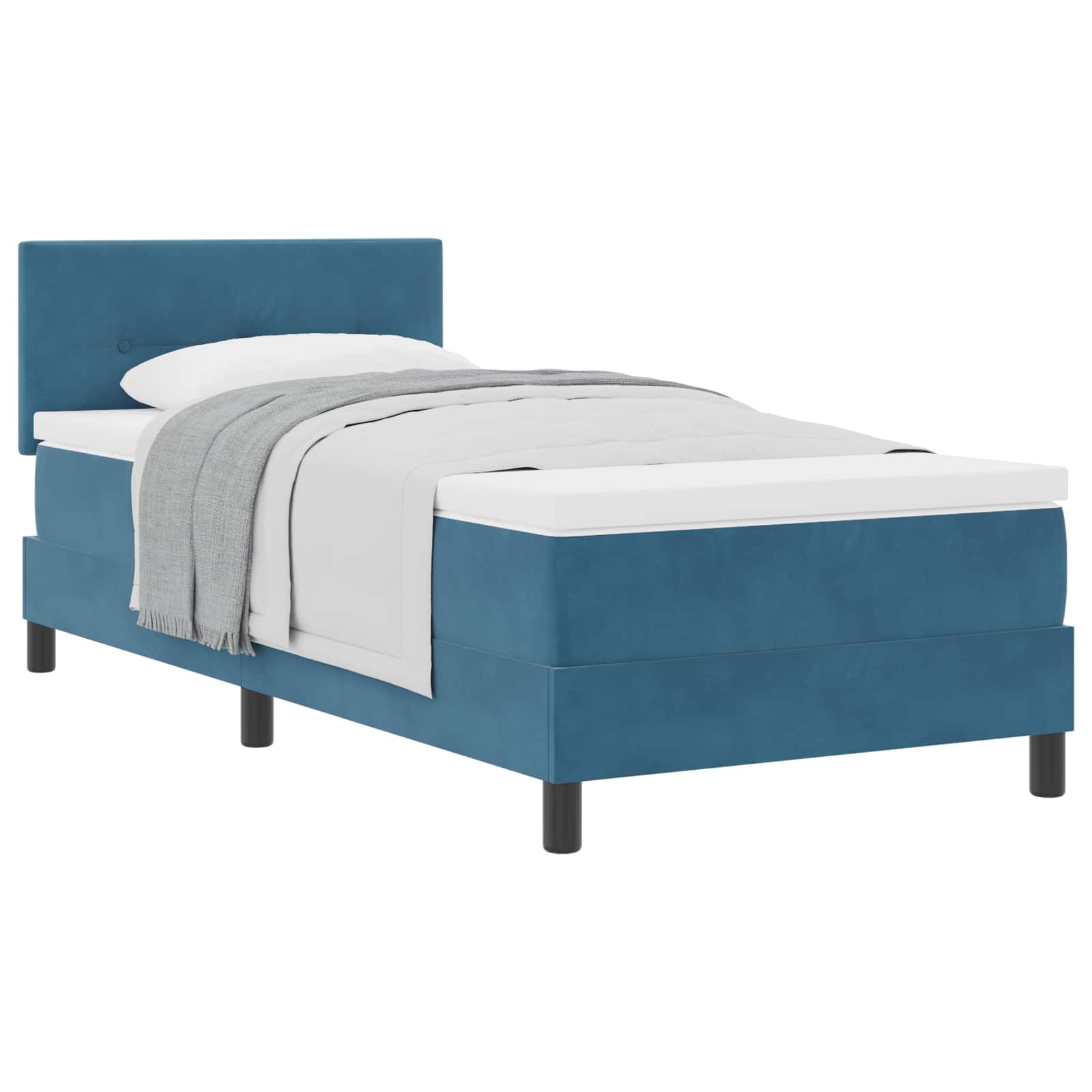 Boxspringbett mit Kopfteil Dunkelblau 90 x 200 cm Samt