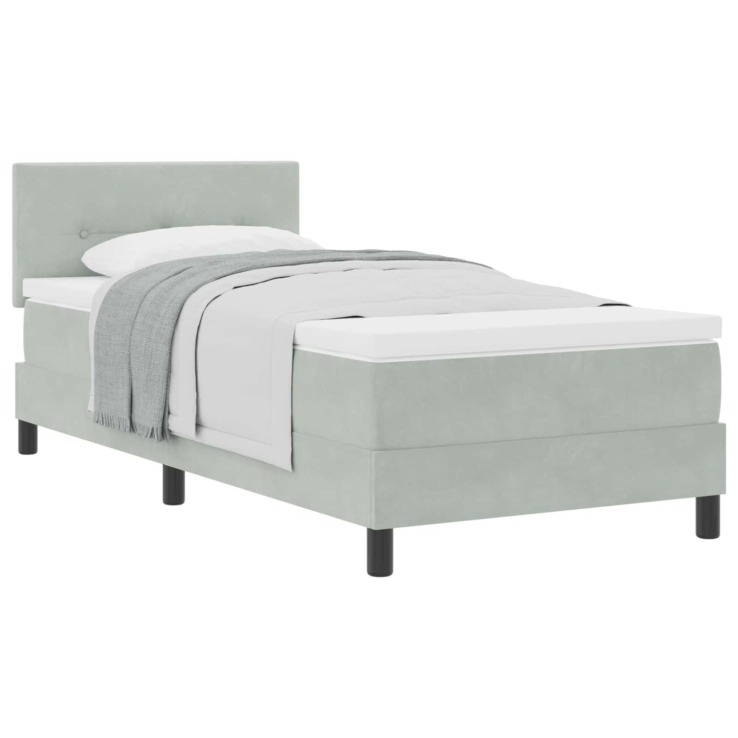 Boxspringbett mit Kopfteil Hellgrau 100 x 200 cm Samt