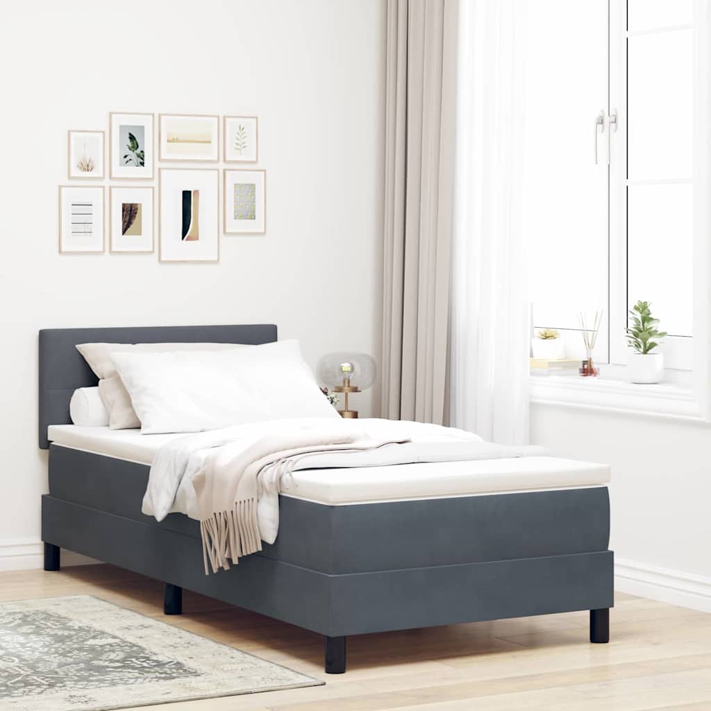 Boxspringbett mit Kopfteil Dunkelgrau 100 x 200 cm Samt