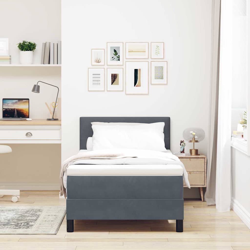 Boxspringbett mit Kopfteil Dunkelgrau 100 x 200 cm Samt