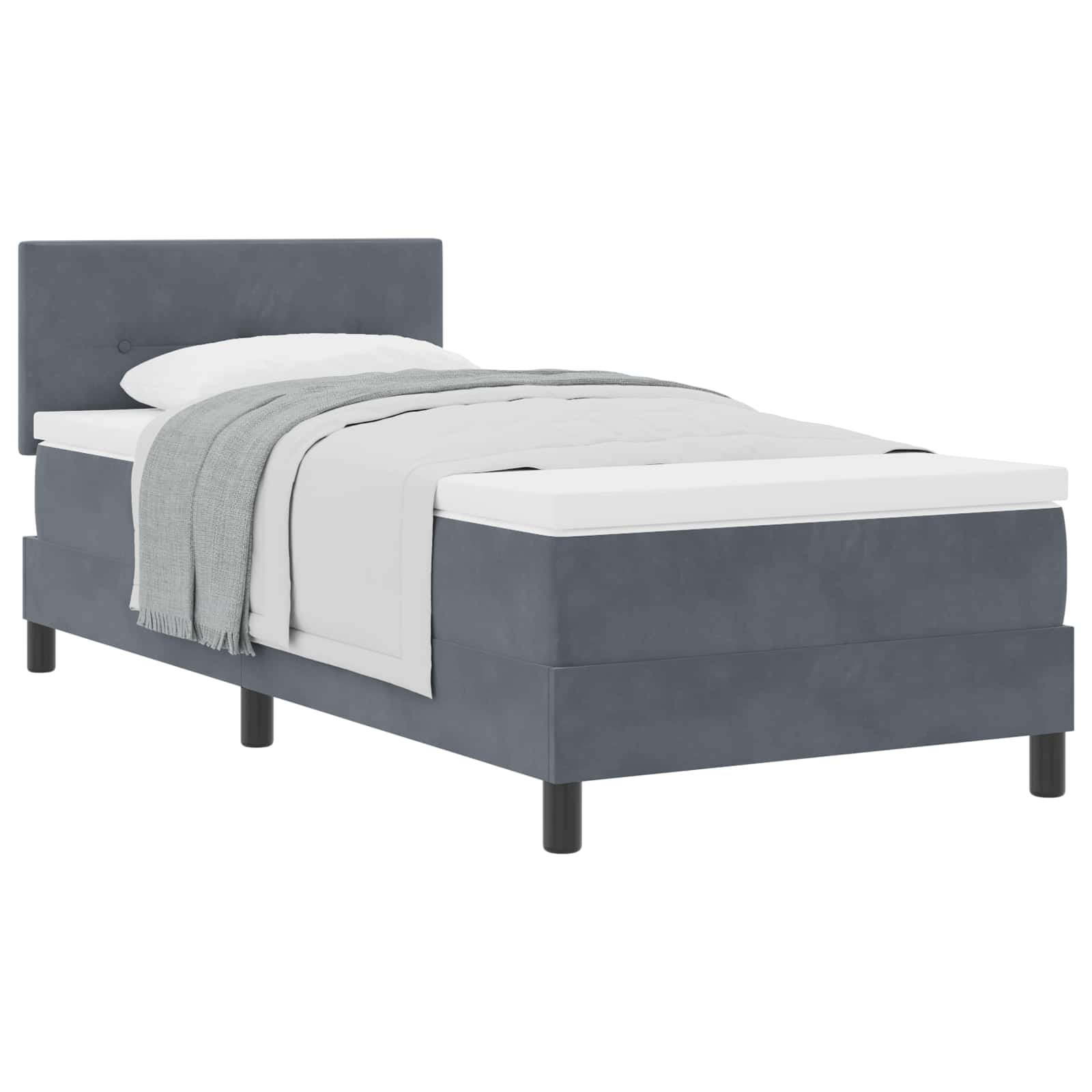 Boxspringbett mit Kopfteil Dunkelgrau 100 x 200 cm Samt