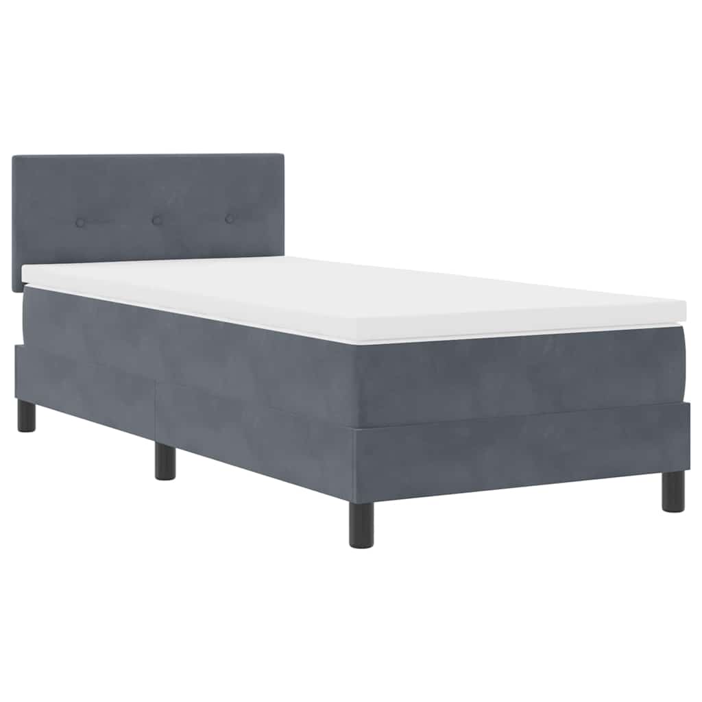 Boxspringbett mit Kopfteil Dunkelgrau 100 x 200 cm Samt