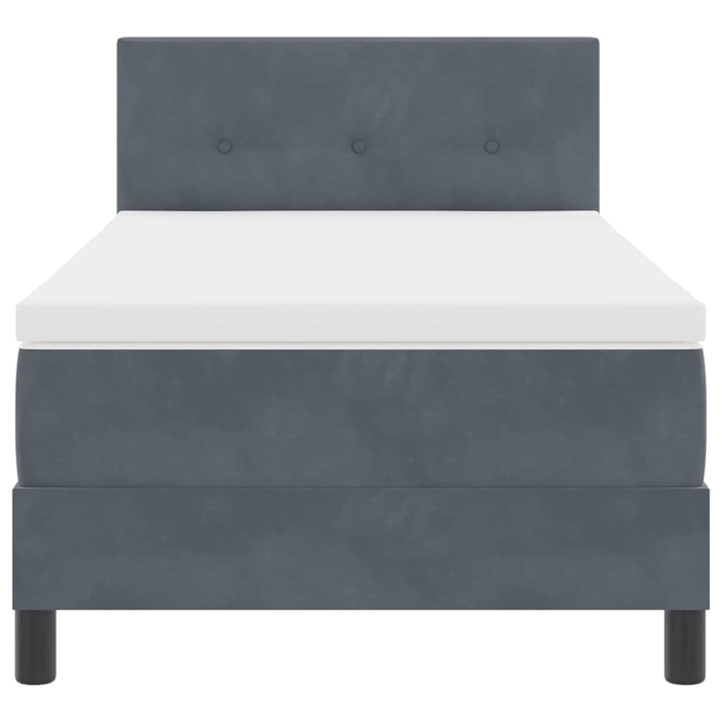 Boxspringbett mit Kopfteil Dunkelgrau 100 x 200 cm Samt