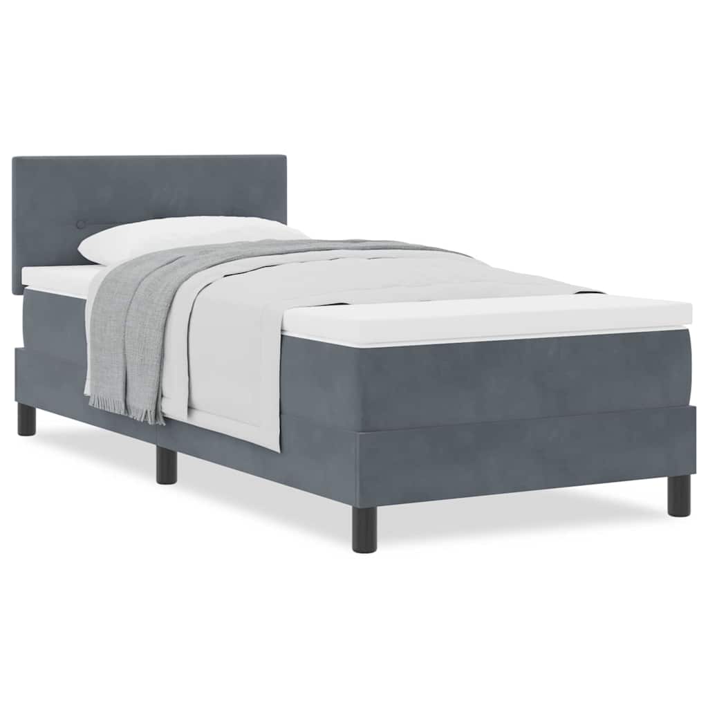 Boxspringbett mit Matratze Dunkelgrau 100 x 200 cm Stoff