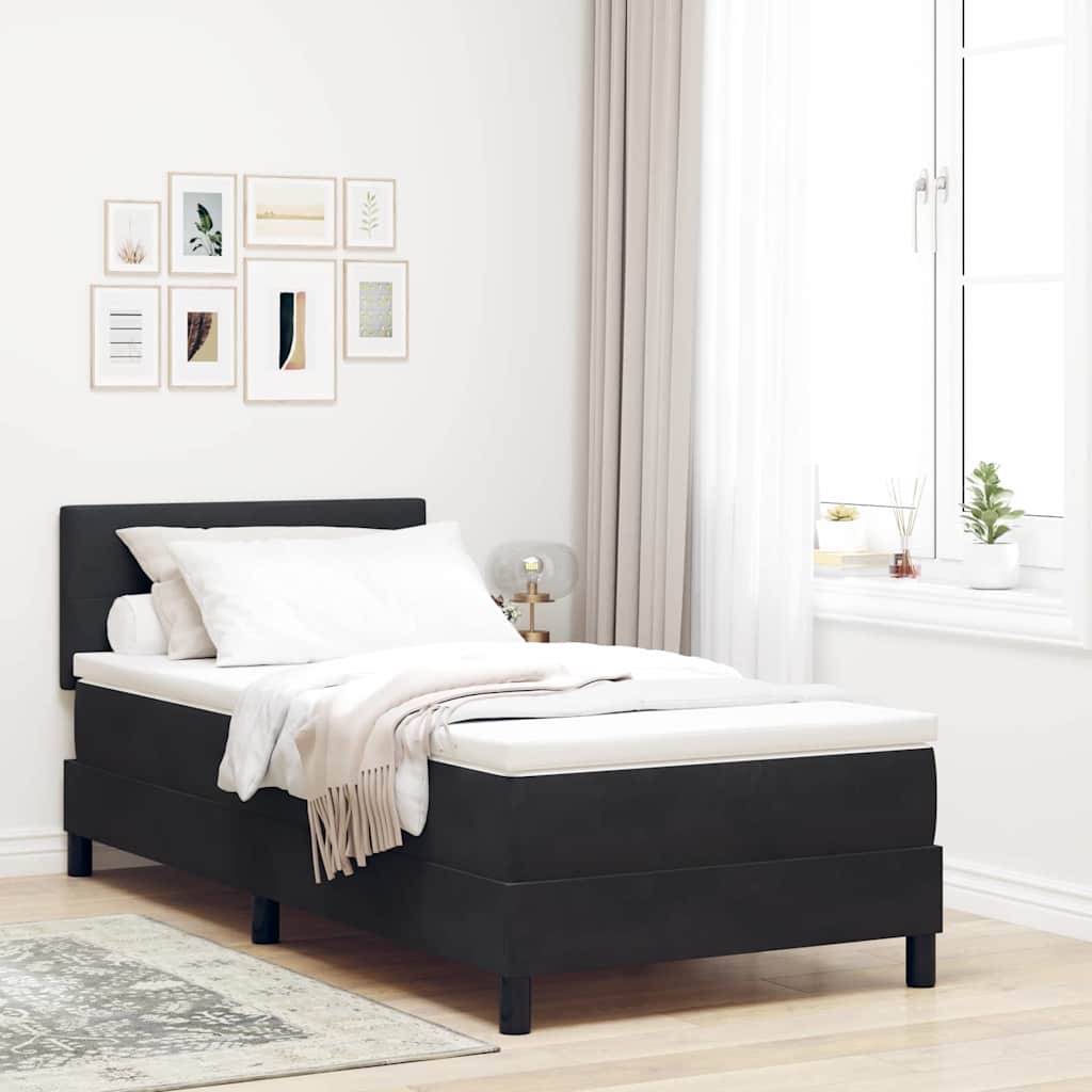 Boxspringbett mit Kopfteil Schwarz 100 x 200 cm Samt
