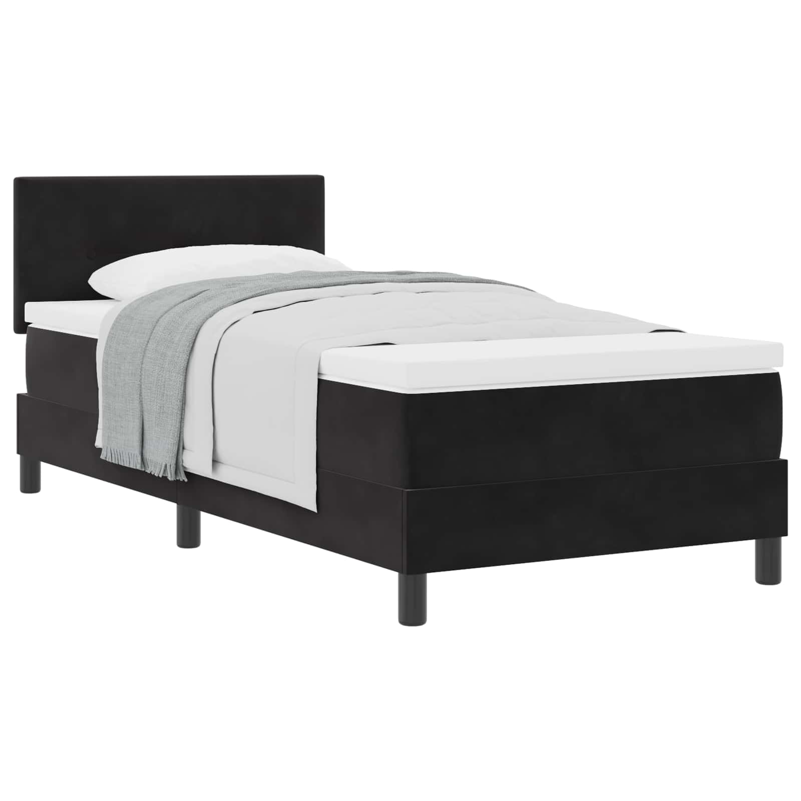 Boxspringbett mit Matratze Schwarz 100 x 200 cm Samt