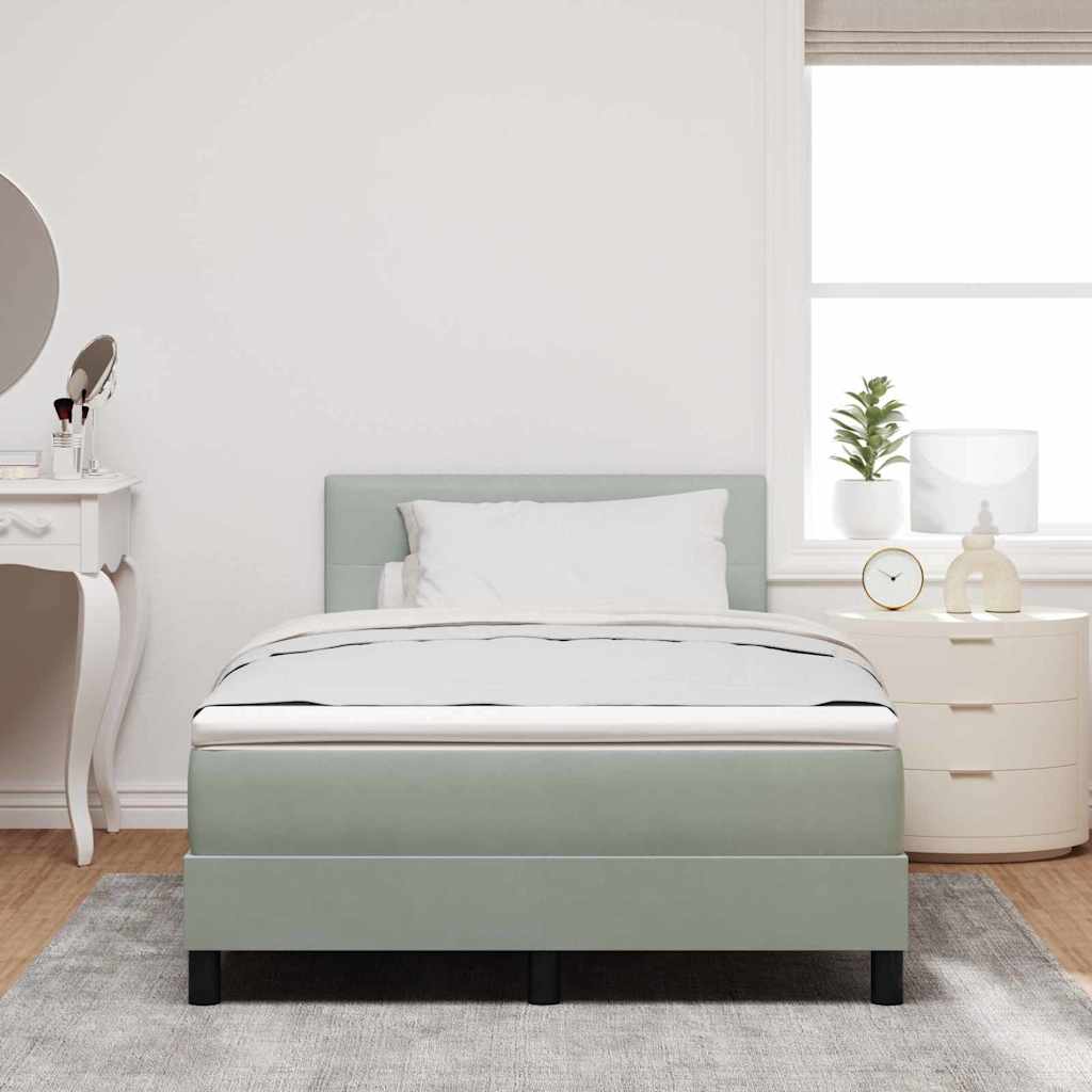 Boxspringbett mit Kopfteil Hellgrau 120 x 190 cm Samt