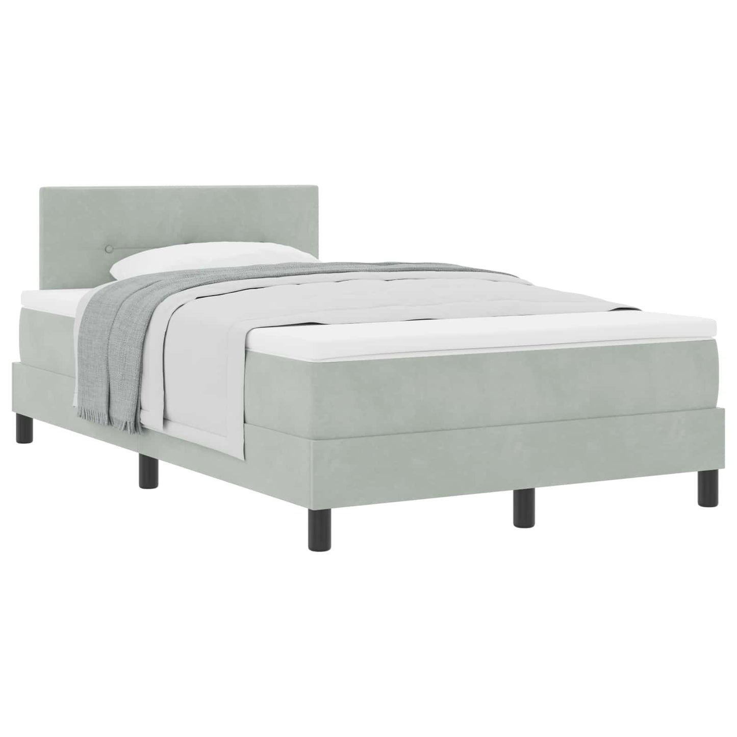 Boxspringbett mit Kopfteil Hellgrau 120 x 190 cm Samt