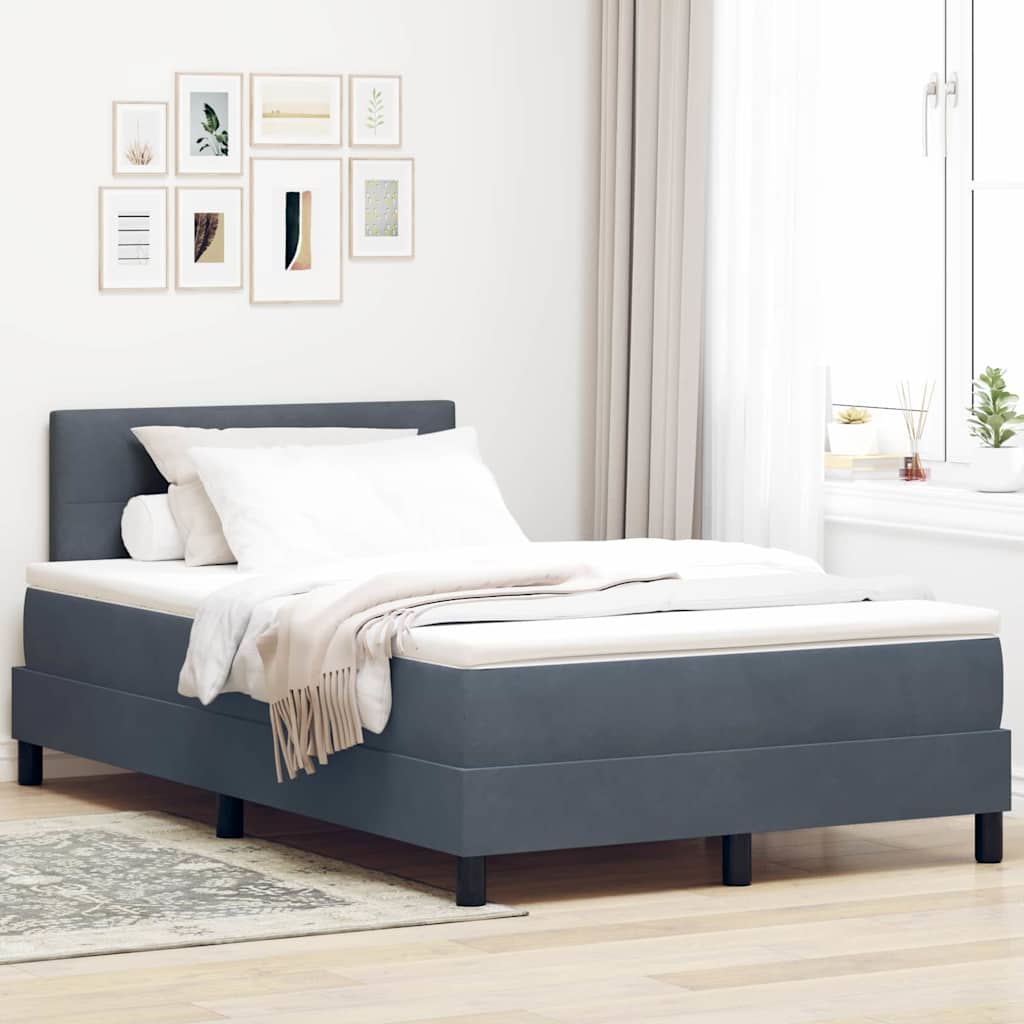 Boxspringbett mit Kopfteil Dunkelgrau 120 x 190 cm Samt