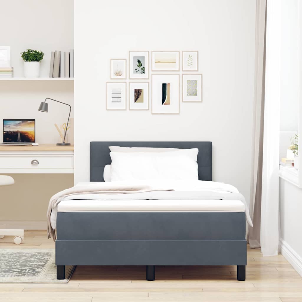 Boxspringbett mit Kopfteil Dunkelgrau 120 x 190 cm Samt