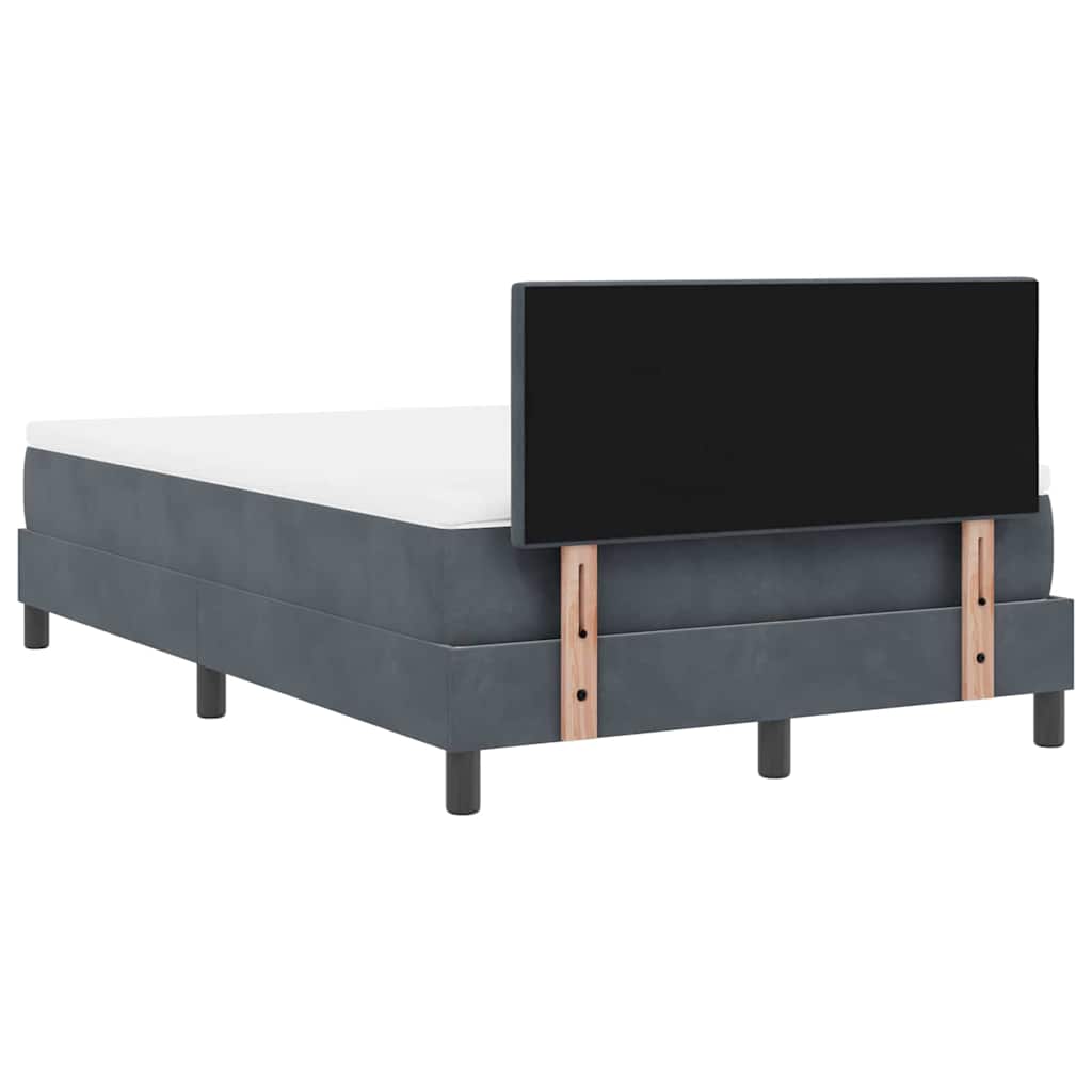 Boxspringbett mit Kopfteil Dunkelgrau 120 x 190 cm Samt