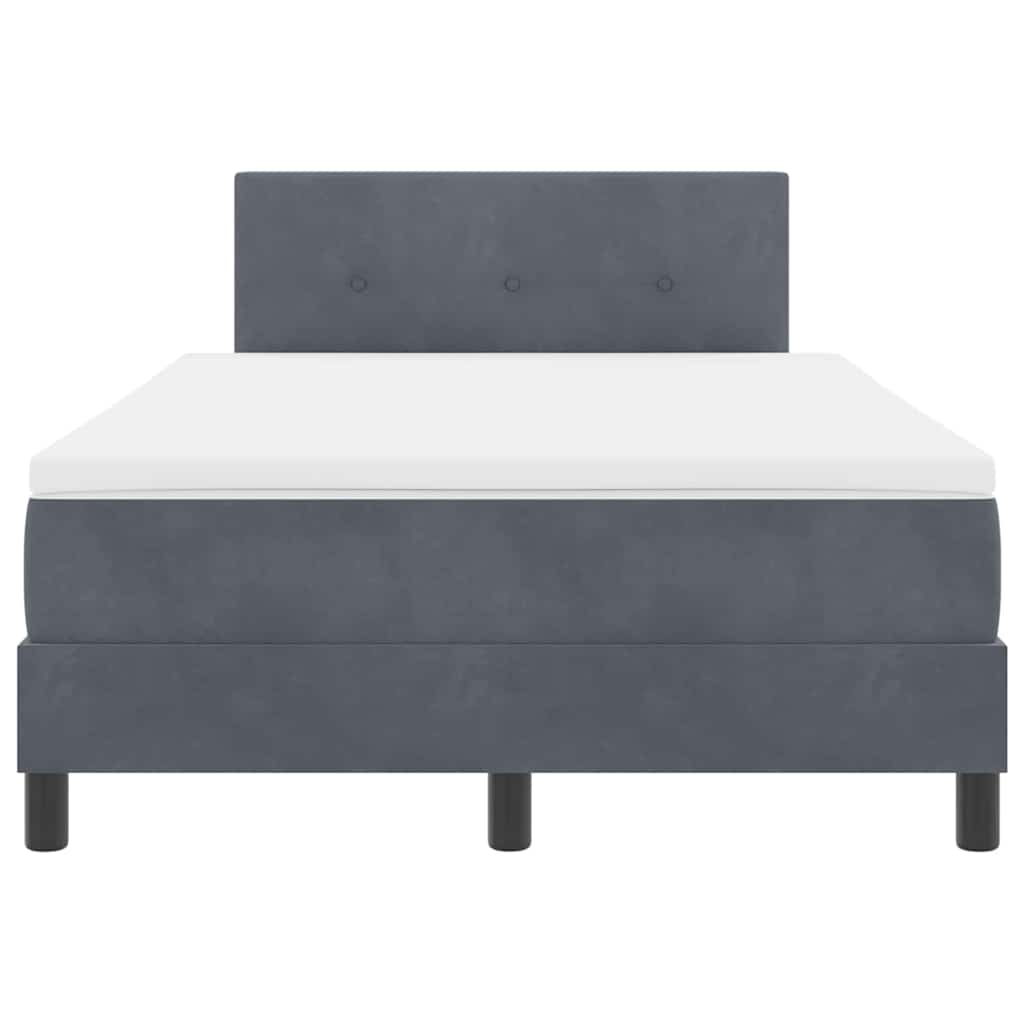 Boxspringbett mit Kopfteil Dunkelgrau 120 x 190 cm Samt