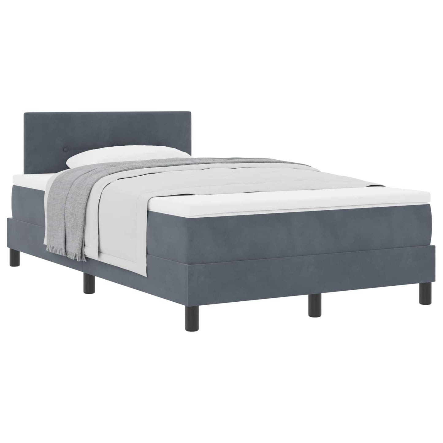 Boxspringbett mit Kopfteil Dunkelgrau 120 x 200 cm Samt