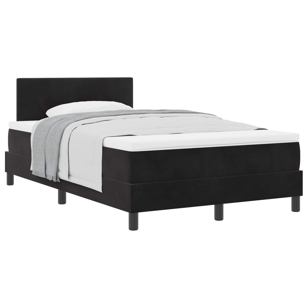 Boxspringbett mit Kopfteil Schwarz 120 x 200 cm Samt