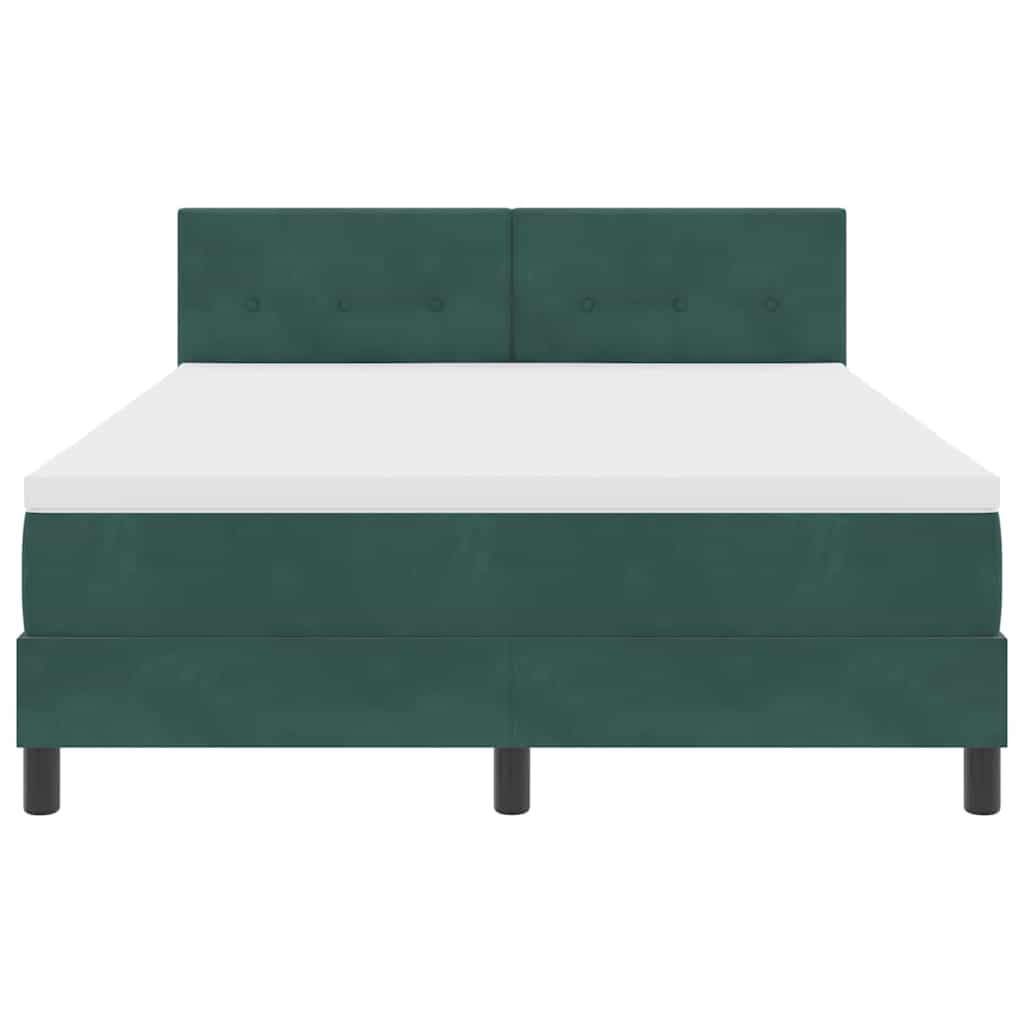 Boxspringbett mit Kopfteil Dunkelgrün 140 x 190 cm Samt