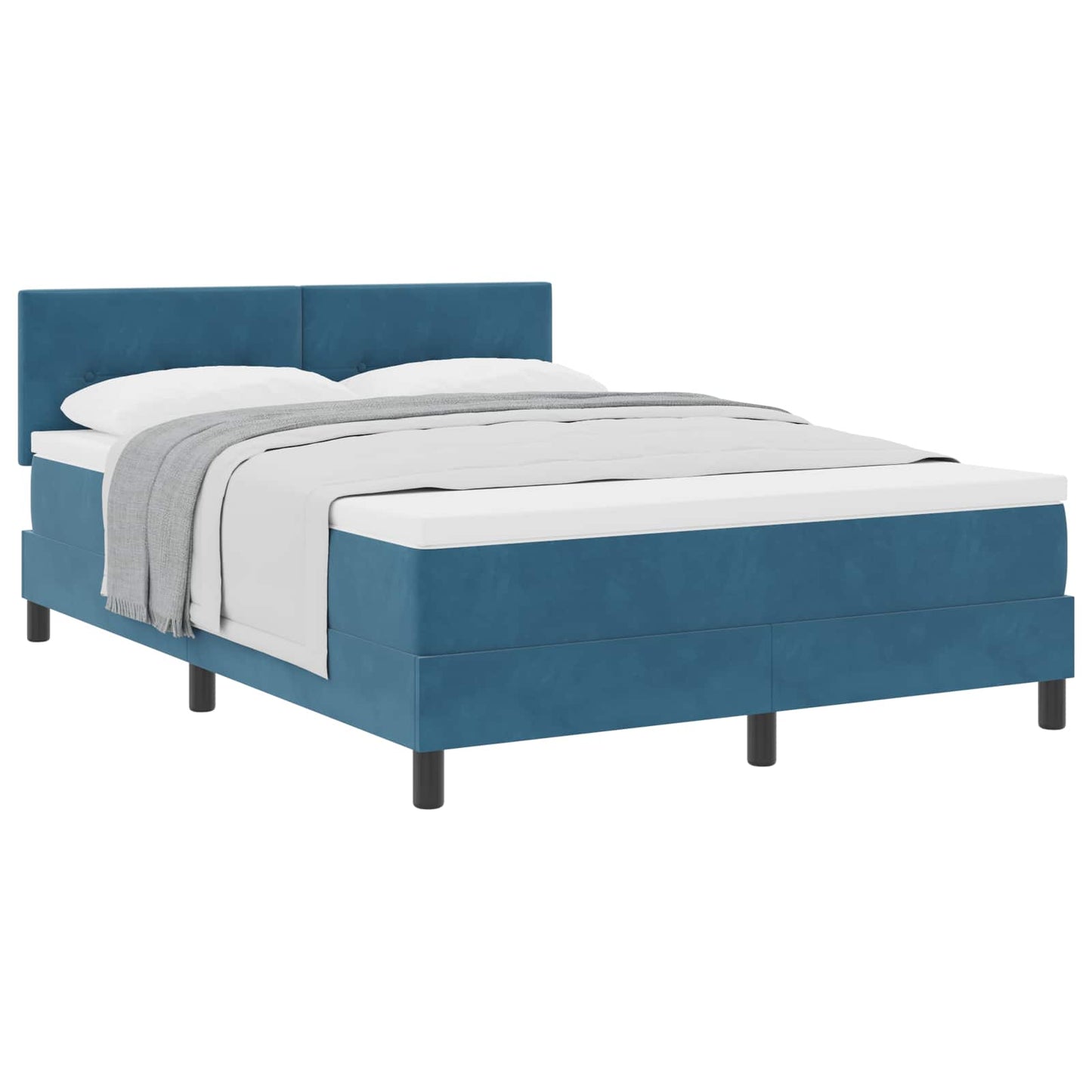 Boxspringbett mit Kopfteil Dunkelblau 140 x 190 cm Samt