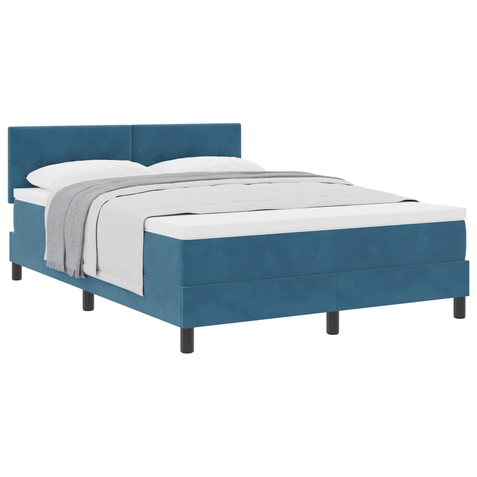 Boxspringbett mit Kopfteil Dunkelblau 140 x 190 cm Samt