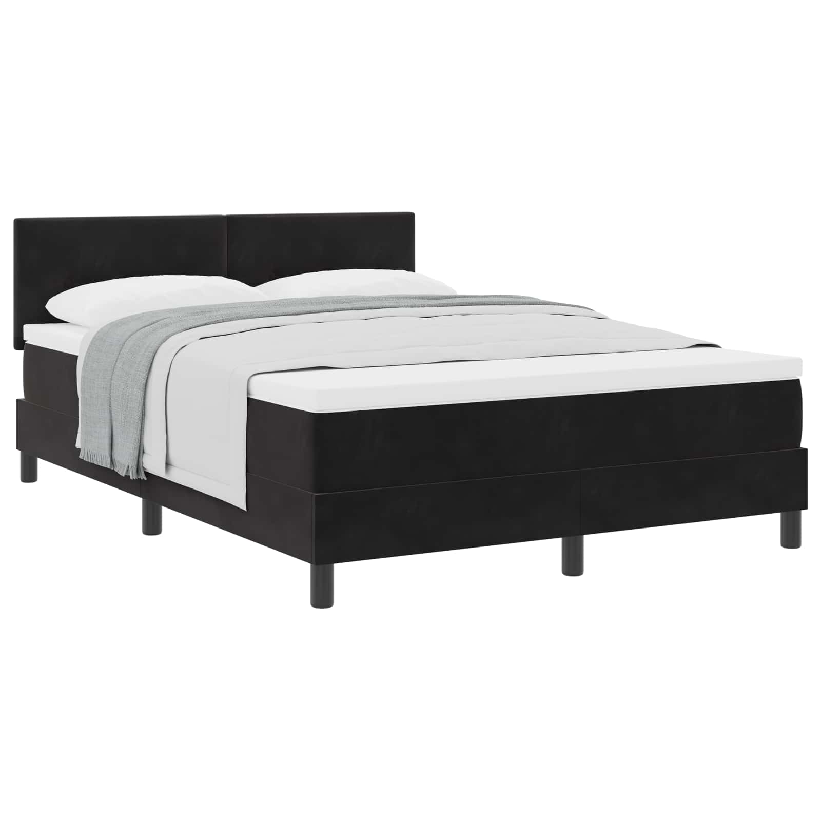 Boxspringbett mit Matratze Schwarz 140 x 200 cm Samt