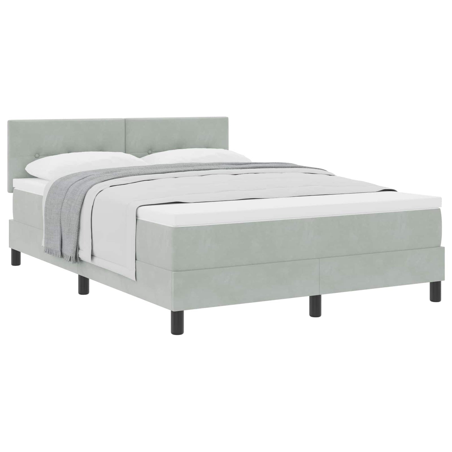 Boxspringbett mit Kopfteil Hellgrau 160 x 200 cm Samt