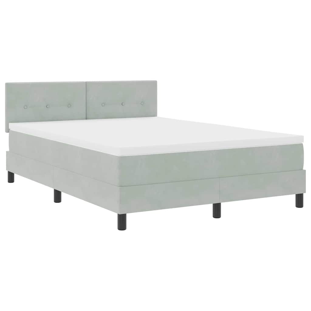 Boxspringbett mit Kopfteil Hellgrau 160 x 200 cm Samt