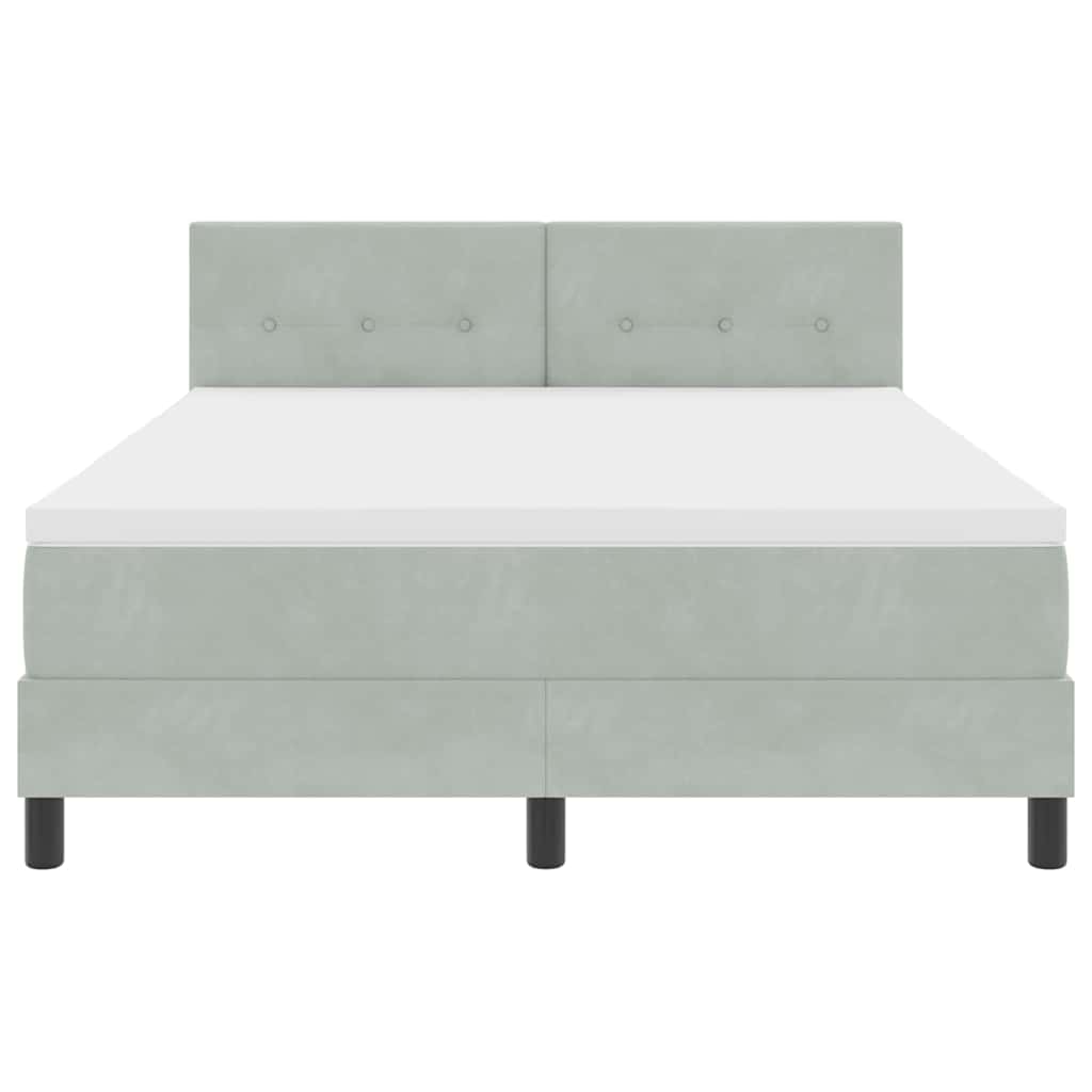 Boxspringbett mit Kopfteil Hellgrau 160 x 200 cm Samt