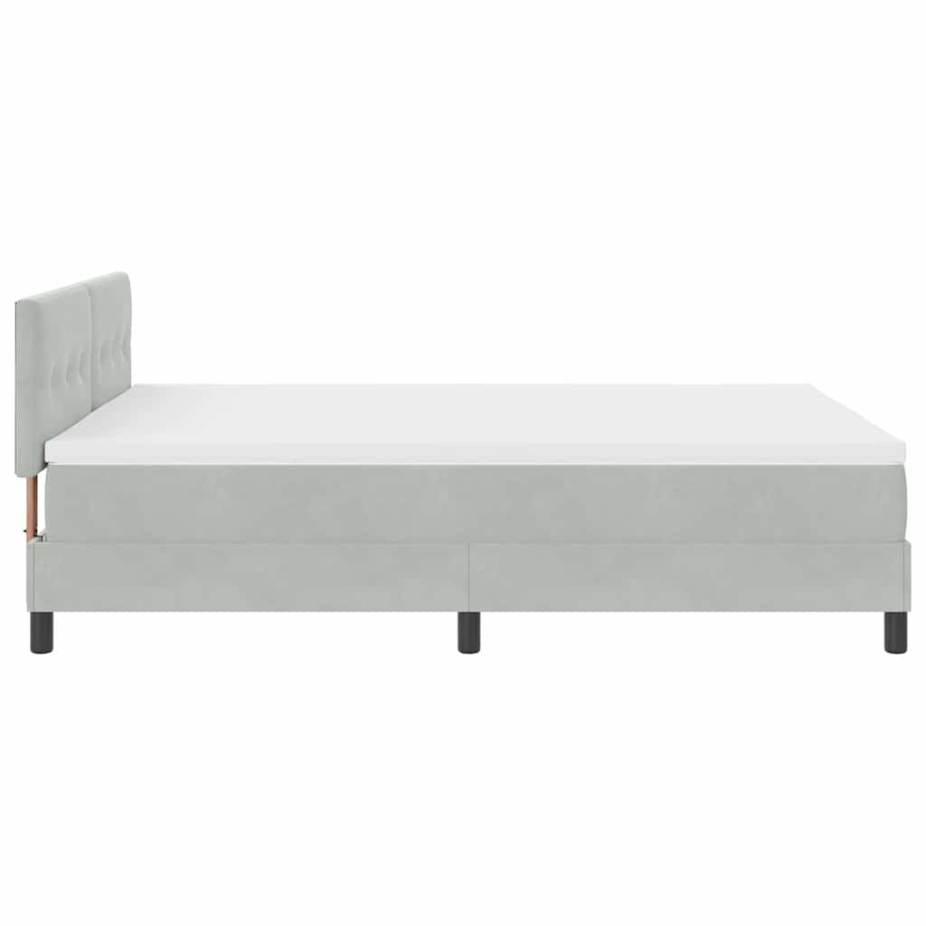Boxspringbett mit Kopfteil Hellgrau 160 x 200 cm Samt