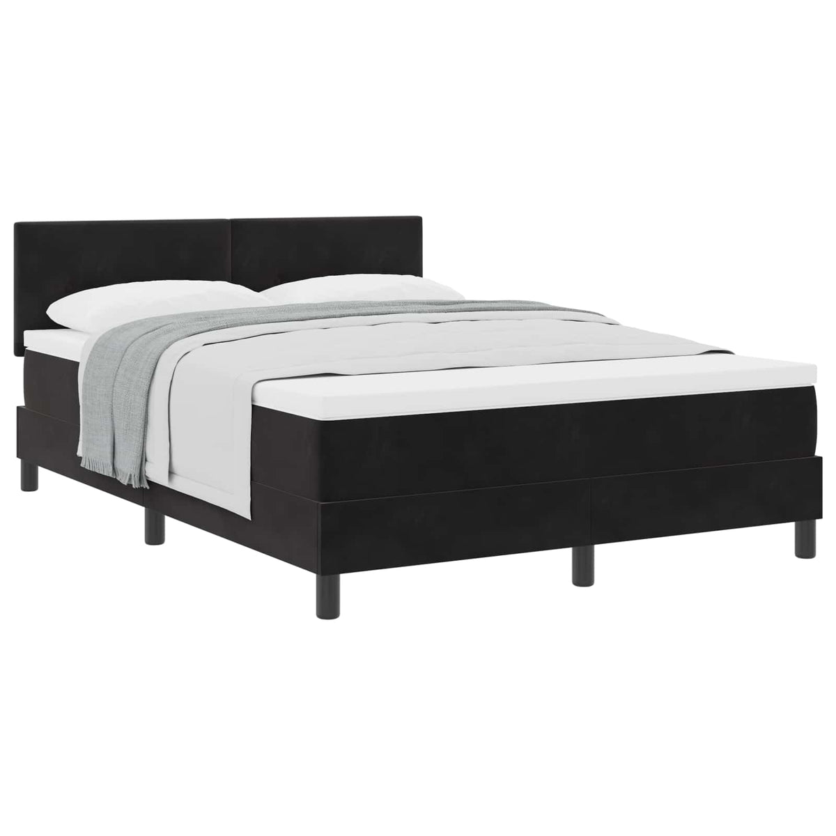 Boxspringbett mit Kopfteil Schwarz 160 x 200 cm Samt
