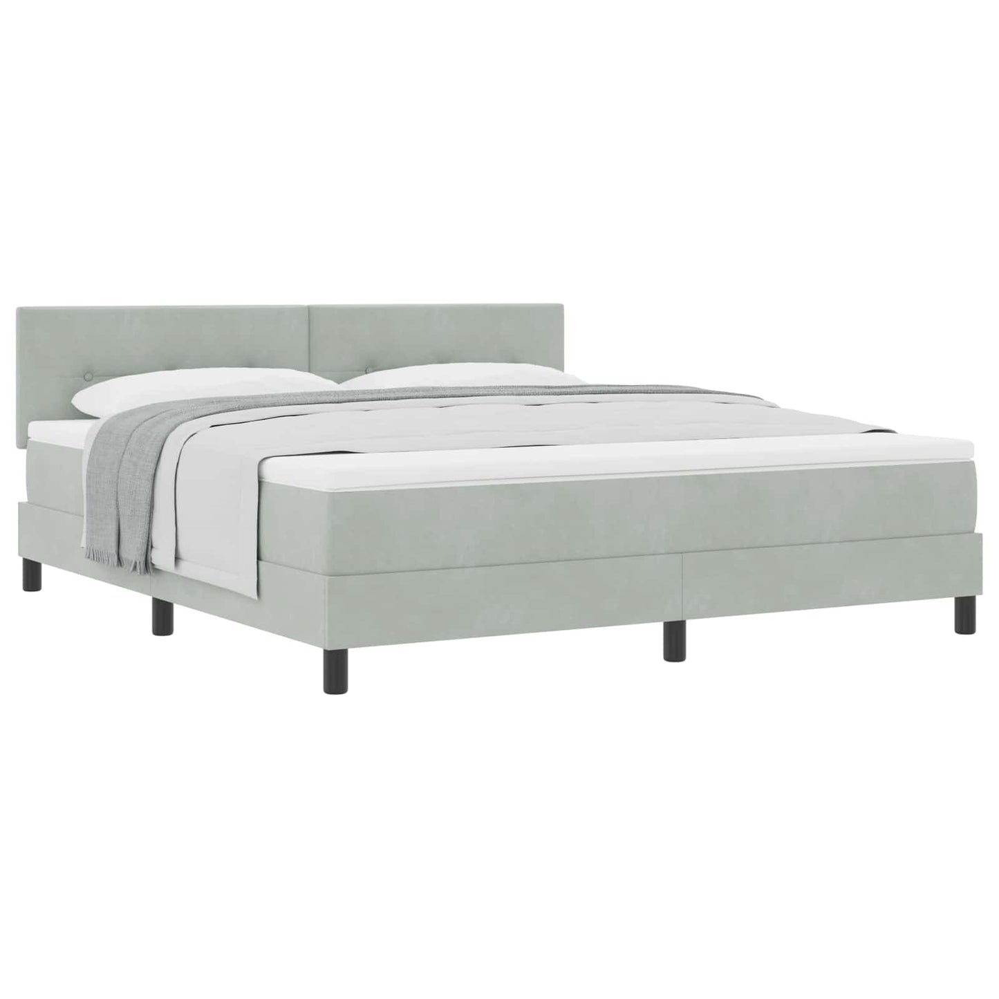 Boxspringbett mit Kopfteil Hellgrau 180 x 200 cm Samt