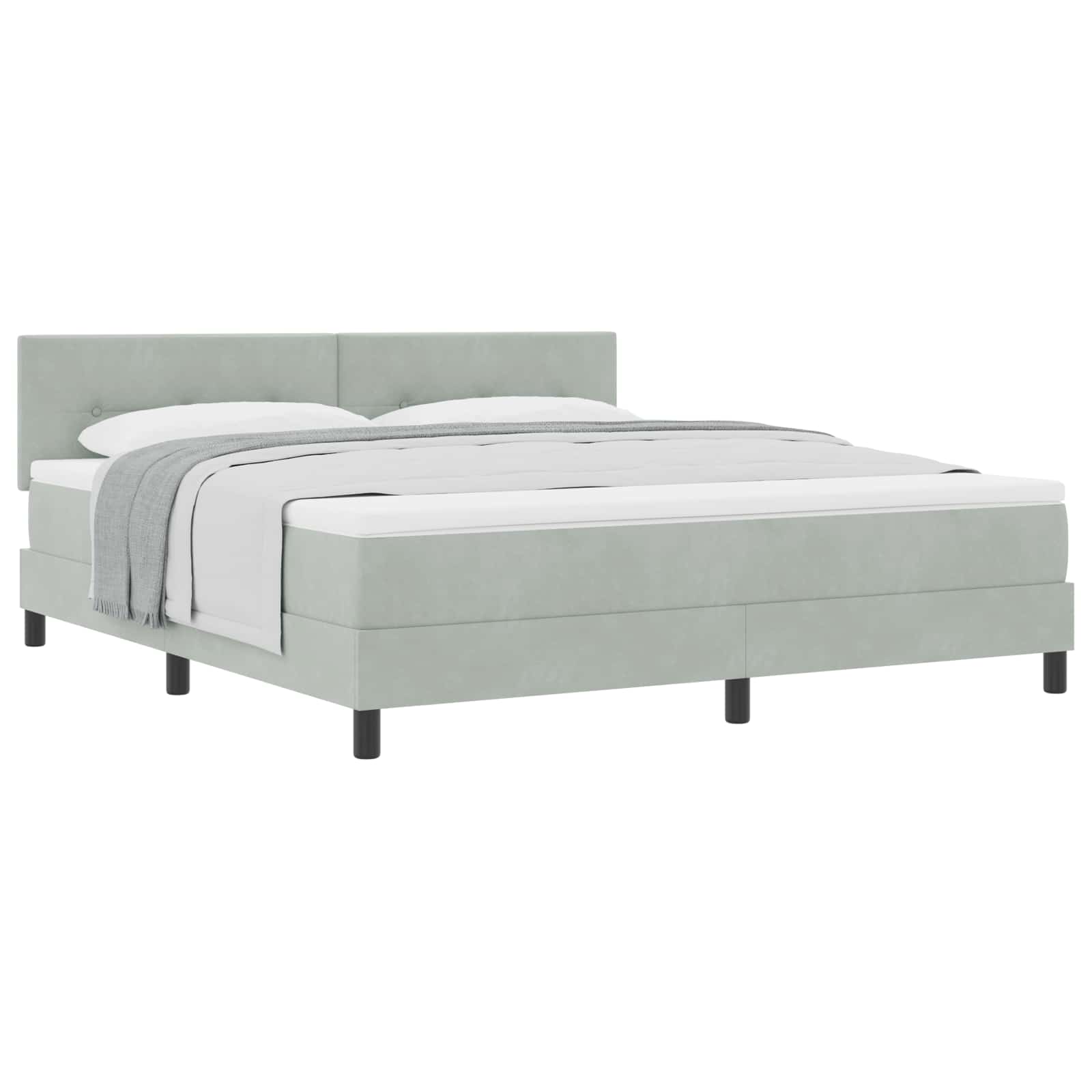 Boxspringbett mit Kopfteil Hellgrau 180 x 200 cm Samt
