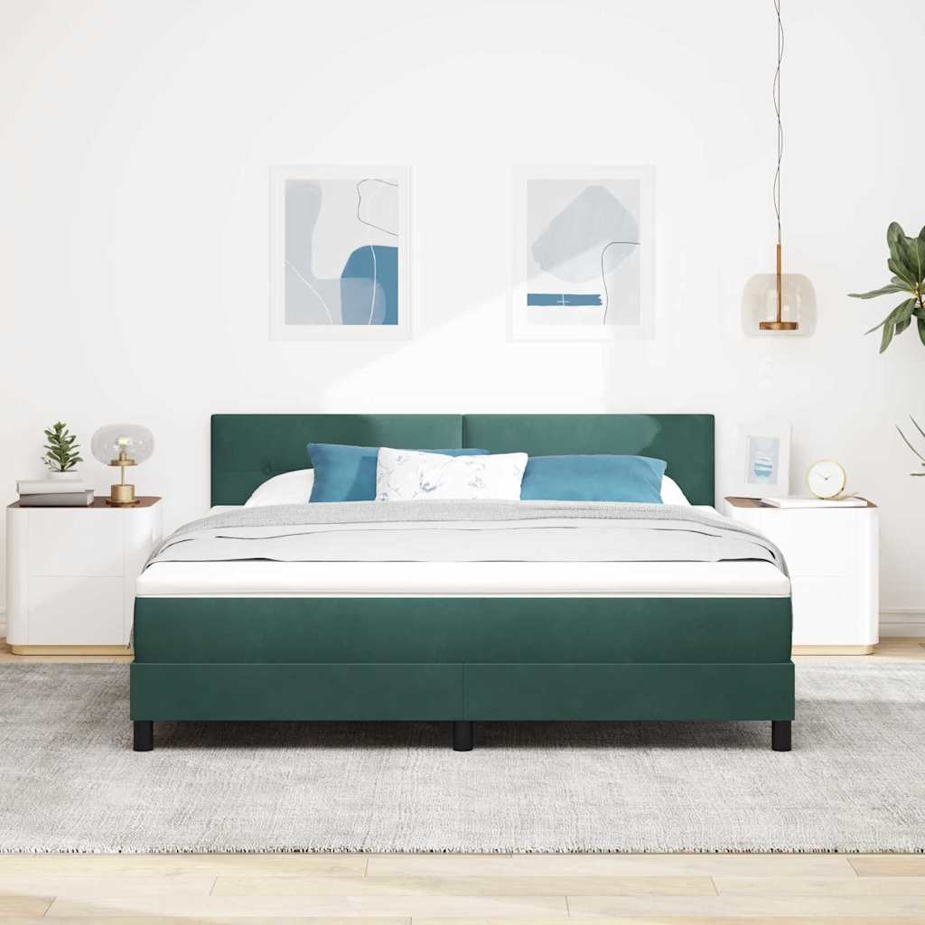 Boxspringbett mit Matratze Dunkelgrün 180 x 200 cm Samt