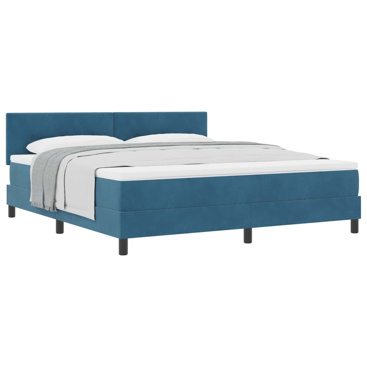 Boxspringbett mit Kopfteil Dunkelblau 180 x 200 cm Samt