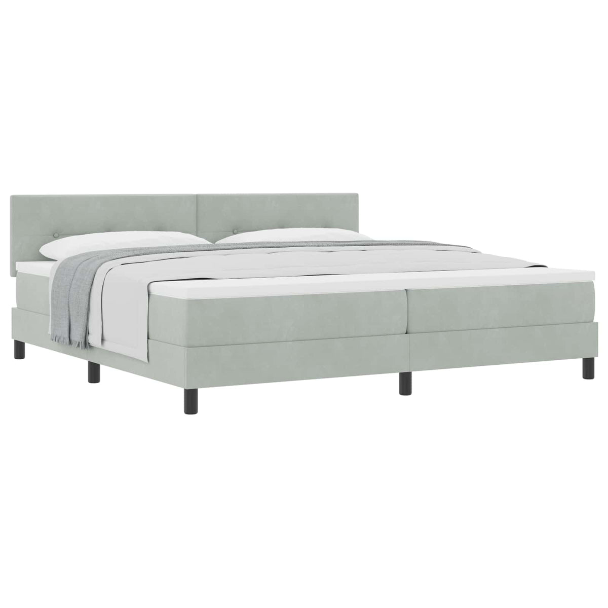 Boxspringbett mit Kopfteil Hellgrau 200 x 200 cm Samt