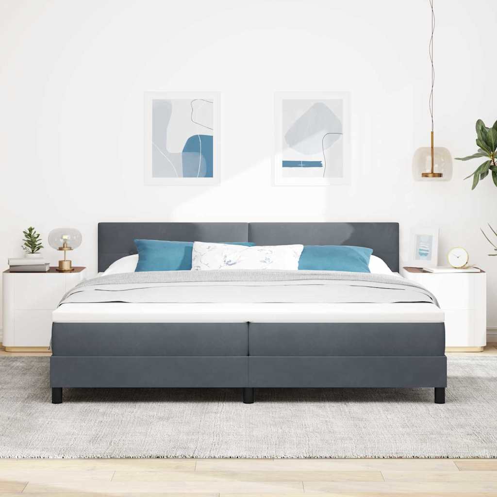 Boxspringbett mit Kopfteil Dunkelgrau 200 x 200 cm Samt