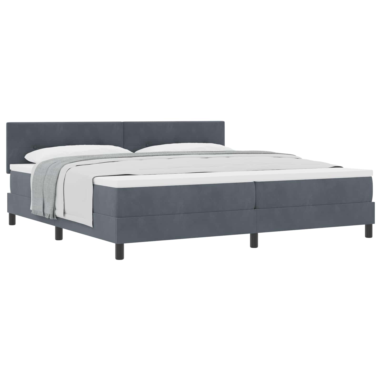 Boxspringbett mit Kopfteil Dunkelgrau 200 x 200 cm Samt