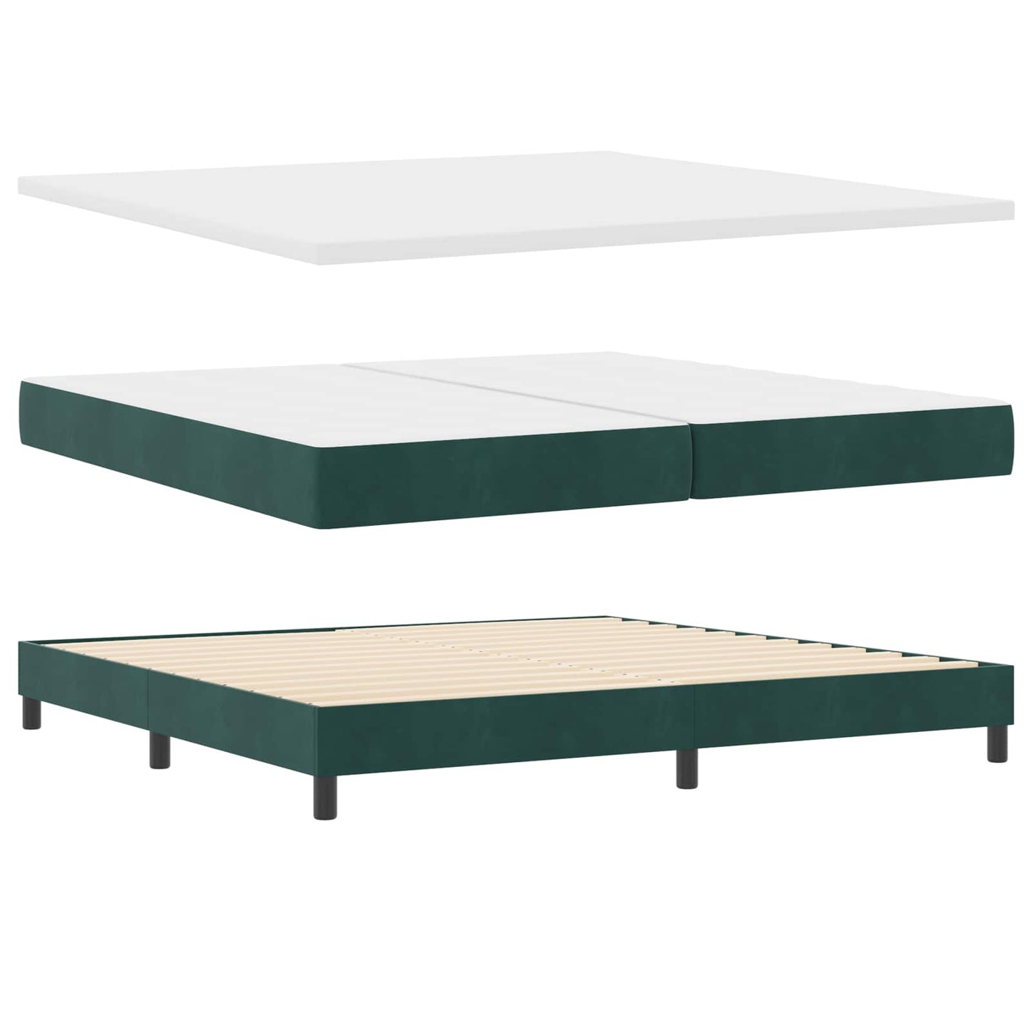Boxspringbett mit Matratze Dunkelgrün 200 x 200 cm Samt